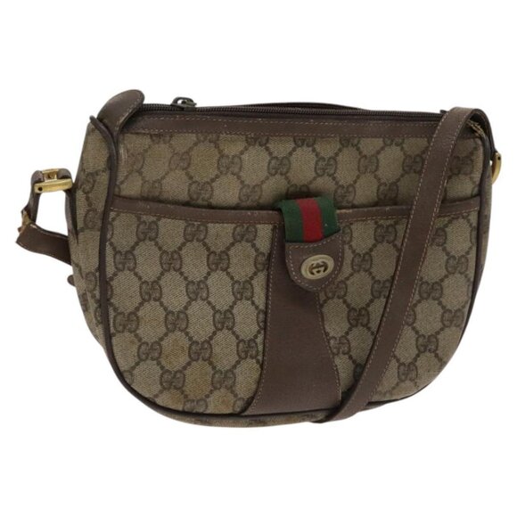 Gucci Handbags - GUCCI GG Supreme Shoulder Bag PVC Leather Beige Green Red Auth 114357